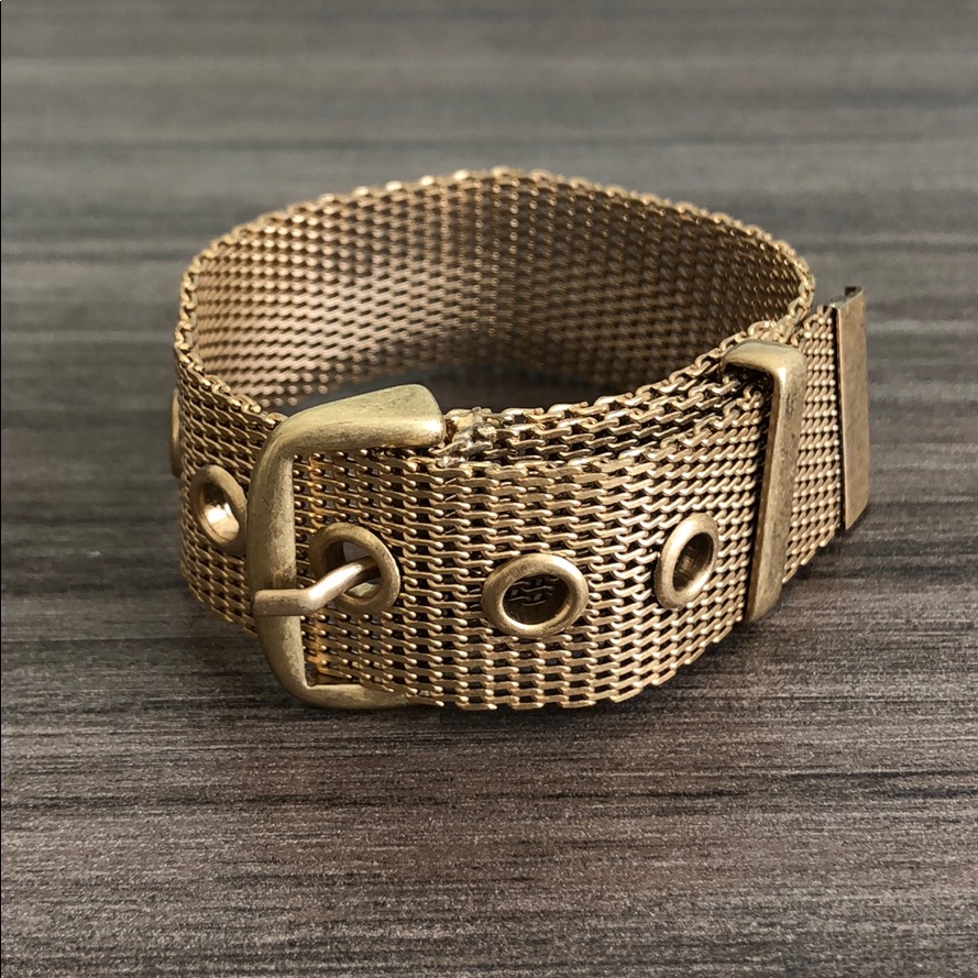 Jewelmint Gold Toned Mesh Chain Bracelet Buckle